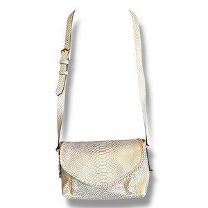 Aimee Kestenberg Luxury Pebble Leather Crossbody All For Love Gold Python Purse